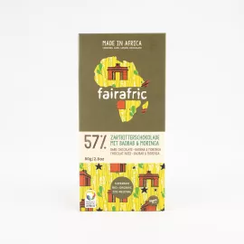 Σοκολάτα μαύρη 57% με Baobab και Moringa - Fairafric