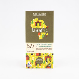 Σοκολάτα μαύρη 57% με Baobab και Moringa - Fairafric
