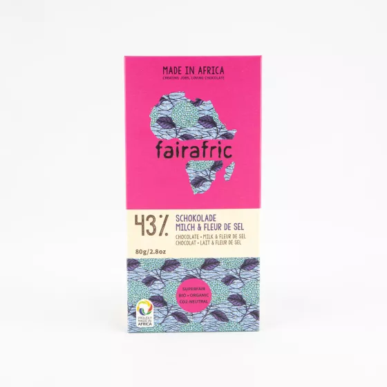 Σοκολάτα γάλακτος 43% με ανθό αλατιού -  Fairafric