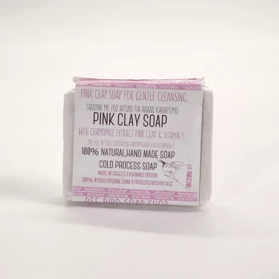 Σαπούνι με Ροζ άργιλο για απαλό καθαρισμό, Pink Clay Soap 120gr